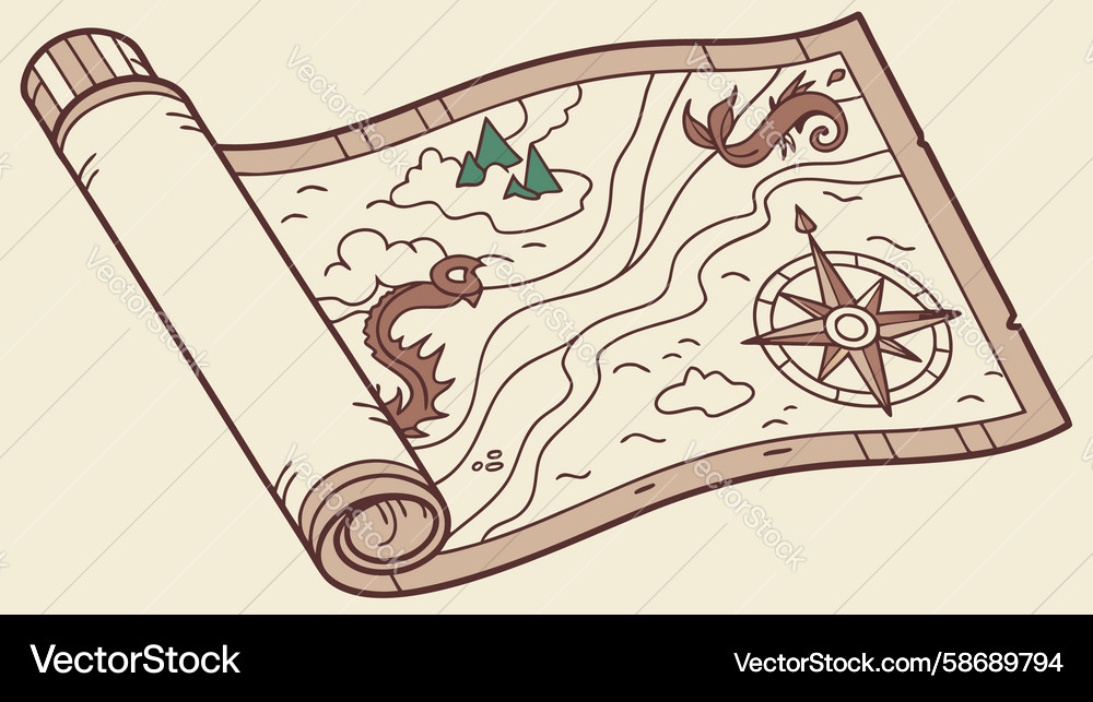 Fantasy Map Scroll Vector Image