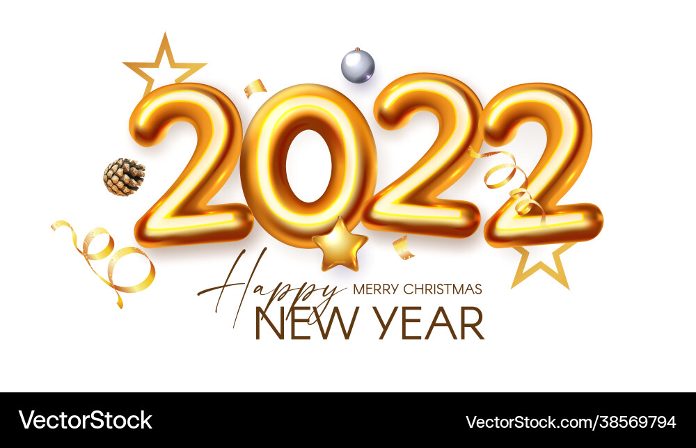 Frohes neues 2022 Jahre realistisches 3d goldenes Zeichen Frohes neues 2022 Jahre realistisches 3d goldenes Zeichen vektorbild
