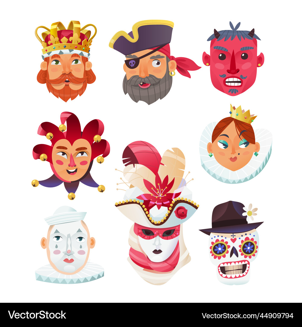 Mardi-gras faces images Mardi-gras faces images vector image