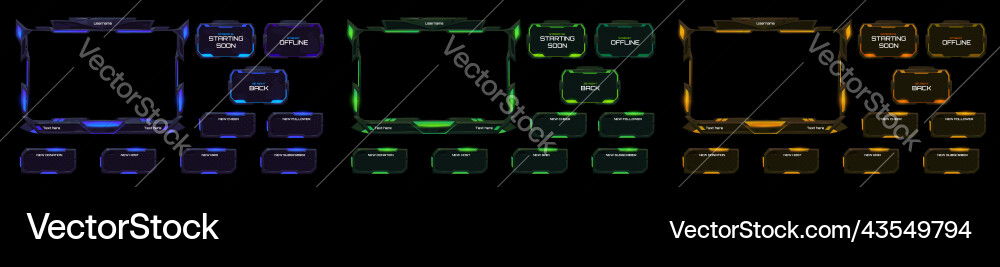Neon stream overlay mmo game menu space ui frame Neon stream overlay mmo game menu space ui frame vector image