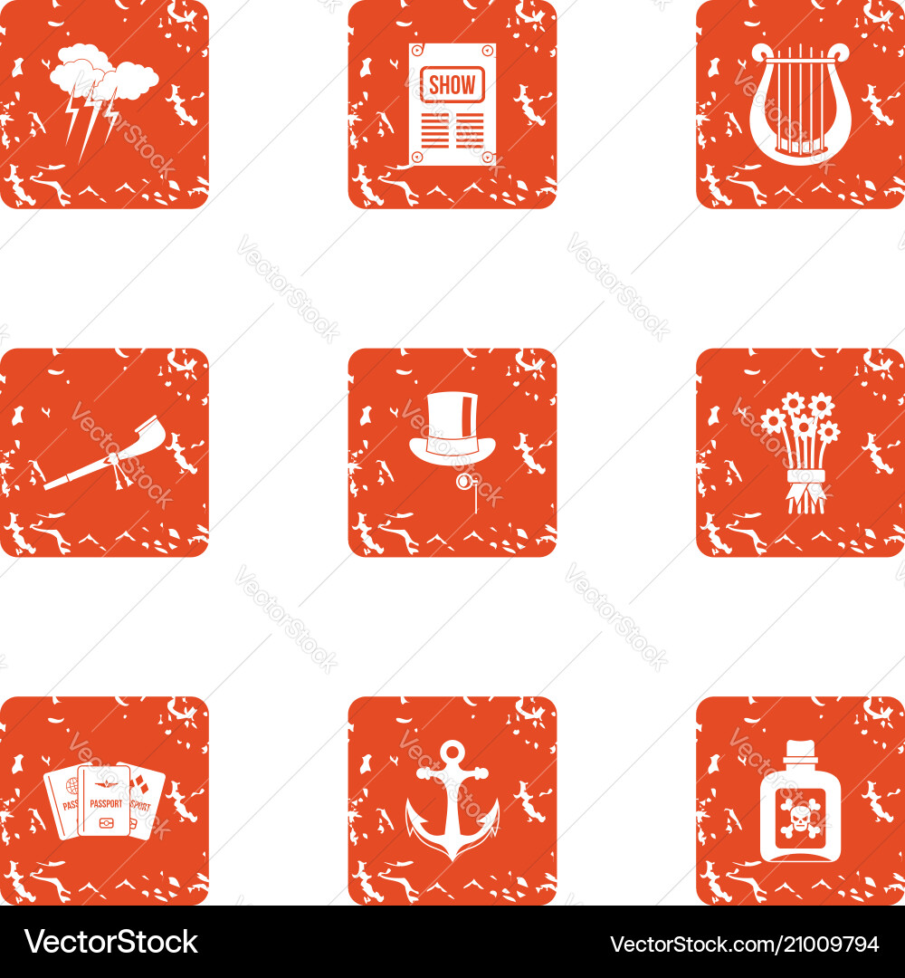 Outdated show icons set grunge style vector image