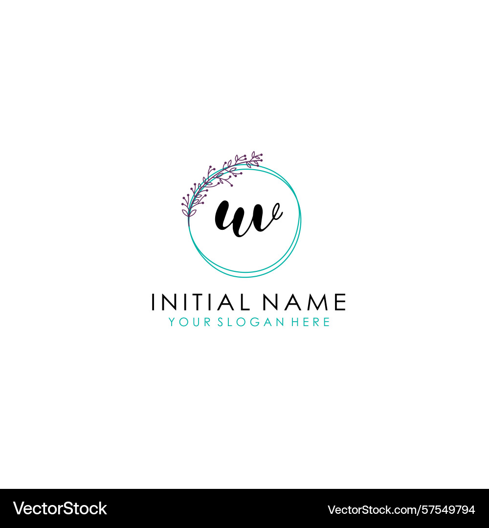 Uv initial logo with botanical circle design Vector Image