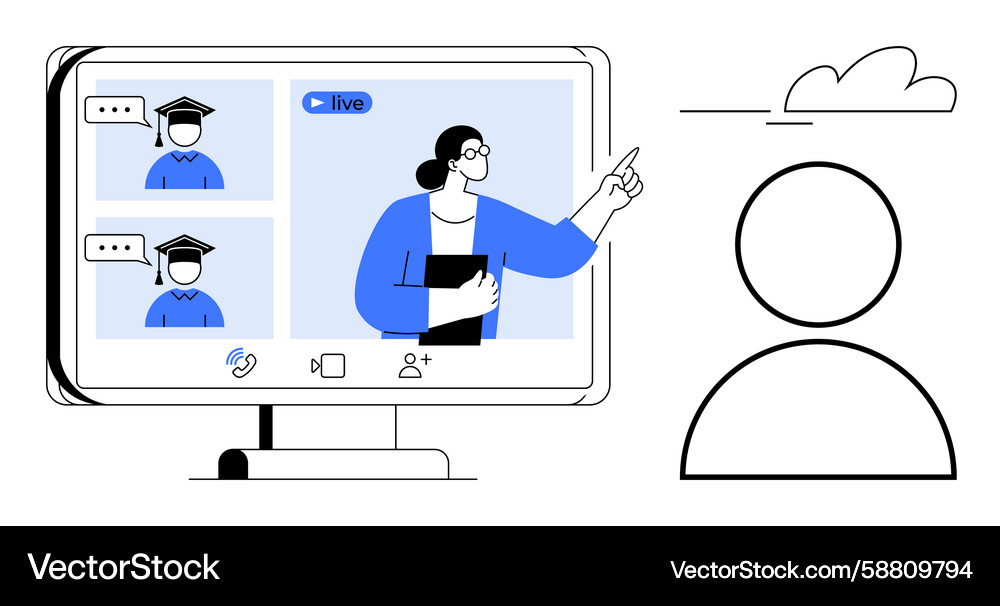 Virtual learning session with instructor Virtual learning session with instructor Vector Image