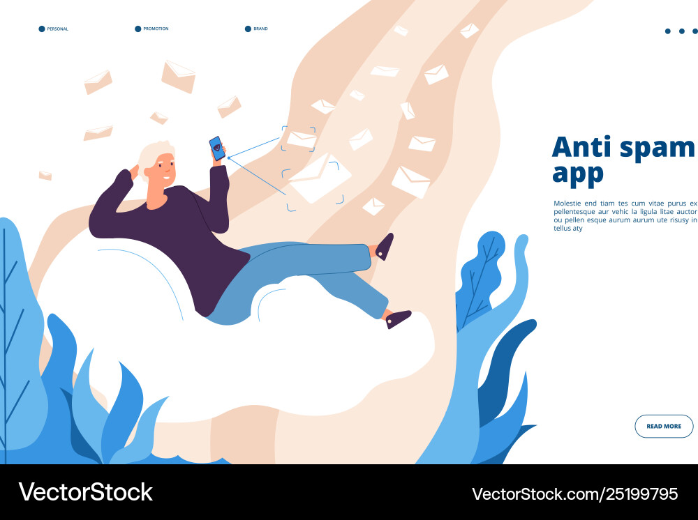 Anti spam app electronic inbox verification Anti spam app electronic inbox verification vector image