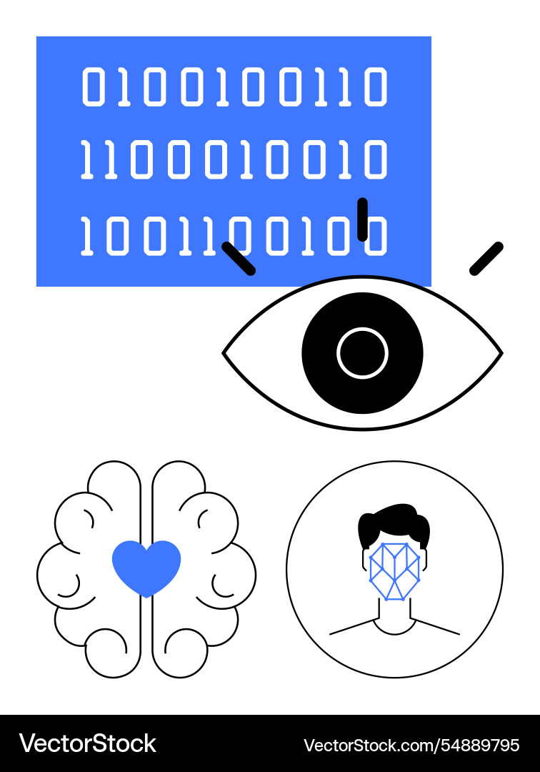 Artificial intelligence themes biometrics brain Artificial intelligence themes biometrics brain vector image