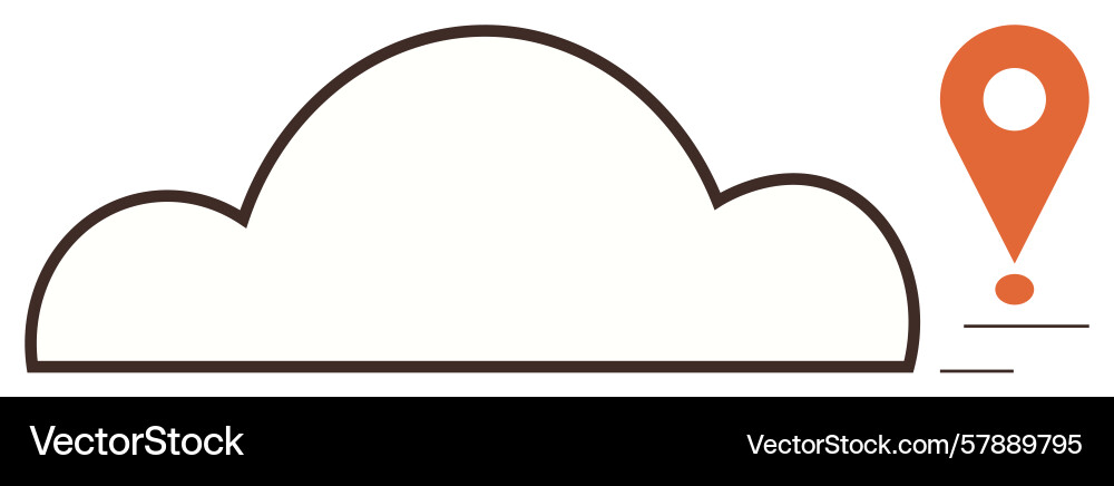 Cloud and navigation pin with movement lines Vector Image