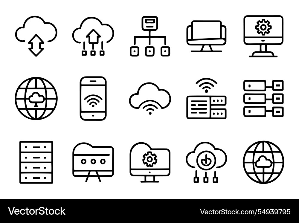 Cloud computing server related editable icon set Cloud computing server related editable icon set vector image