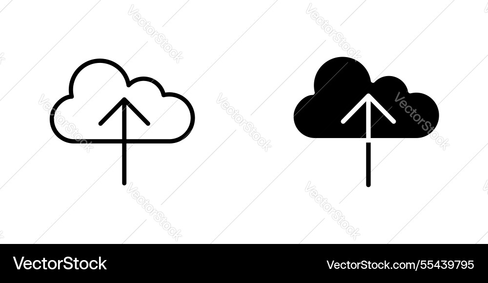 Cloud upload icons stroke line and black solid vector image
