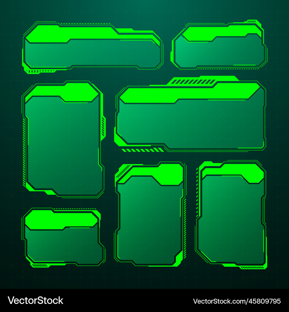 Green futuristic hud ui elements sci-fi user Green futuristic hud ui elements sci-fi user Vector Image