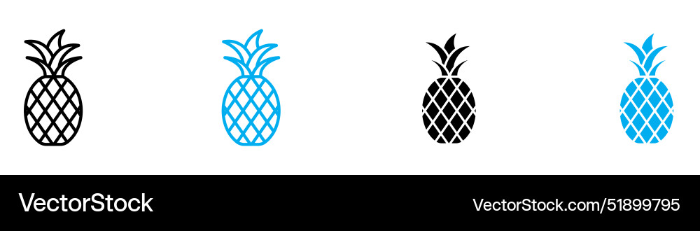 Pineapple icon set collection for web vector image