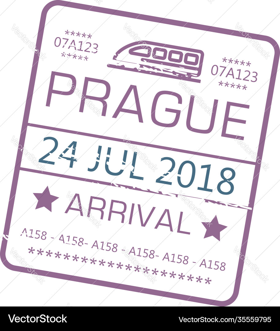 Prague Arrival Visa Stamp - Train Vector Image