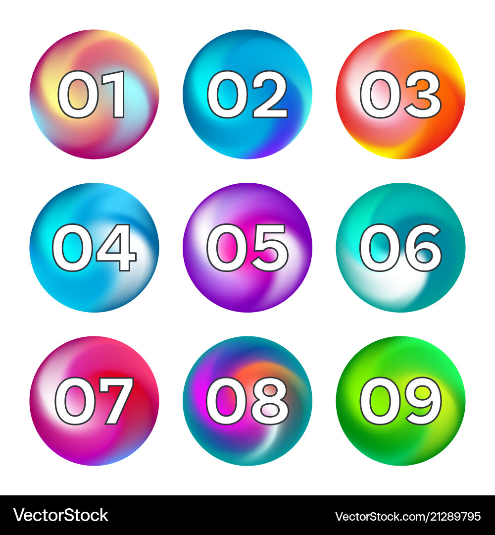 Rainbow color buttons with numbers vector image