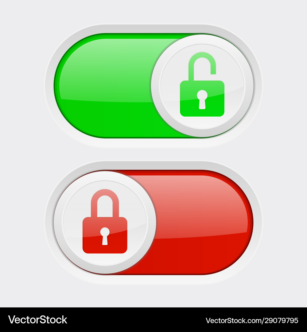 Red and Green Toggle Buttons vector image