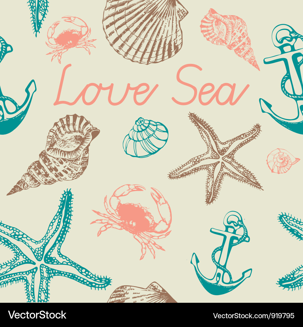 Seashells and Starfish Pattern vector image