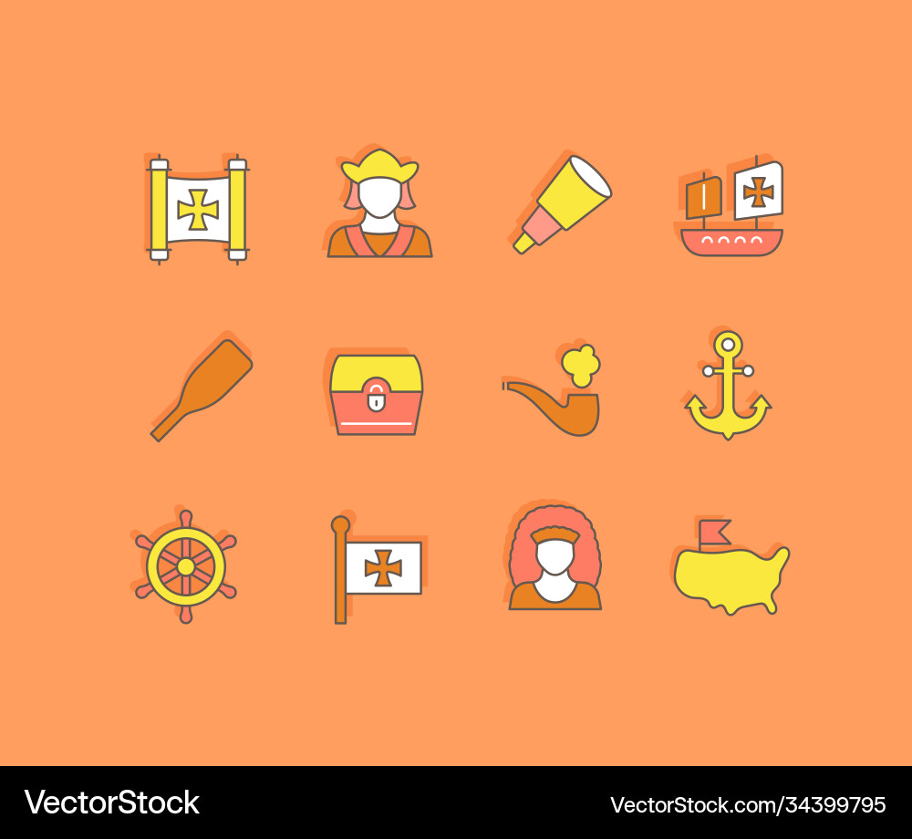Set simple line icons columbus day Set simple line icons columbus day vector image