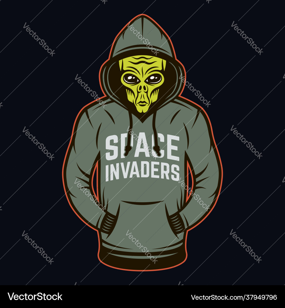Alien in hoodie object or design element Alien in hoodie object or design element vector image