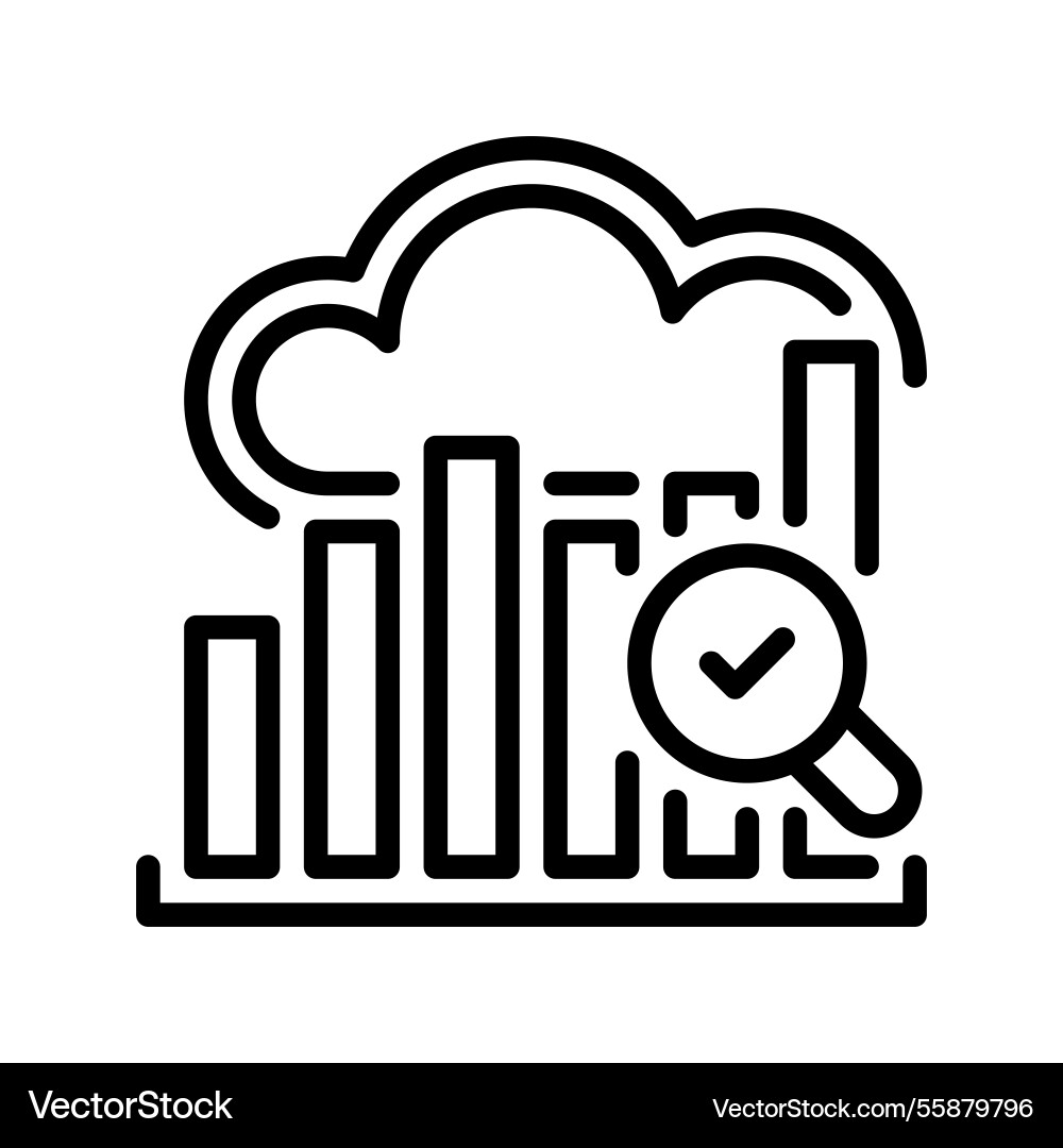 Cloud data analysis line icon linear style sign Cloud data analysis line icon linear style sign vector image