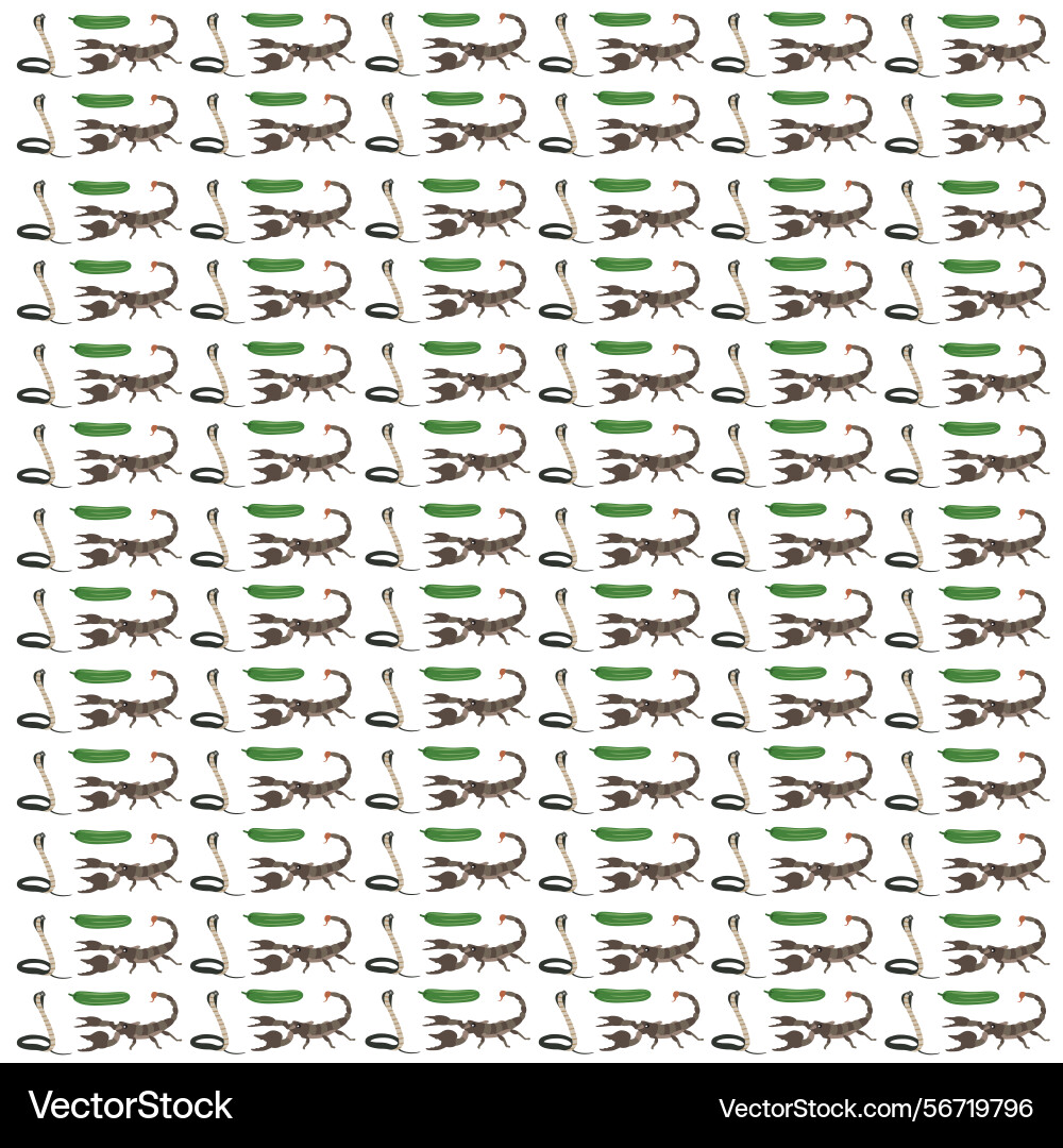 Cobra scorpion with cucumber as a pattern Cobra scorpion with cucumber as a pattern vector image