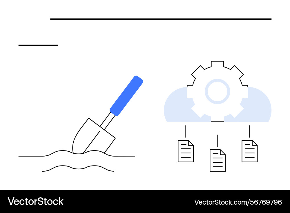 Data mining process with a trowel and cloud vector image
