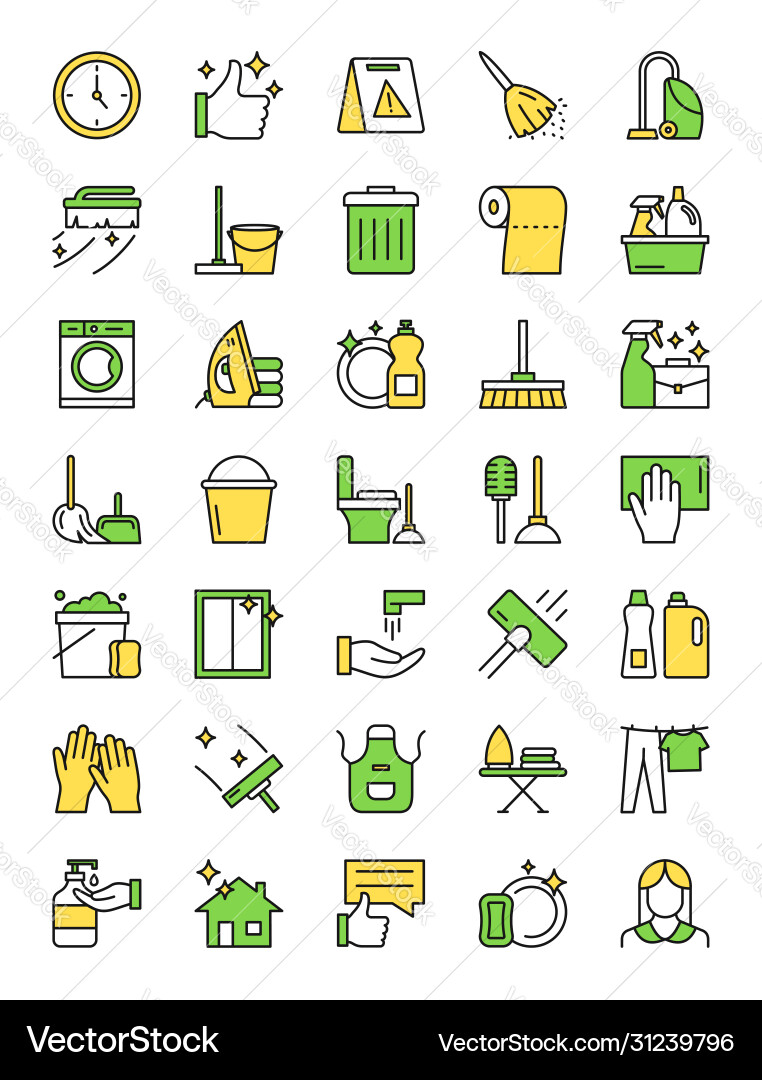 Icon set cleaning service Icon set cleaning service vector image