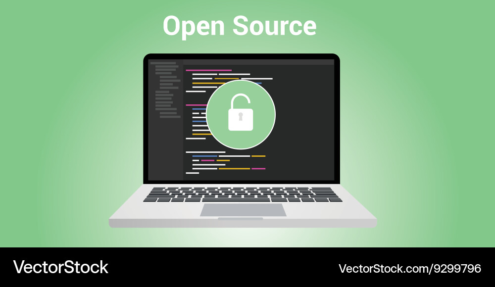 Open Source Code Entwicklung vektorbild