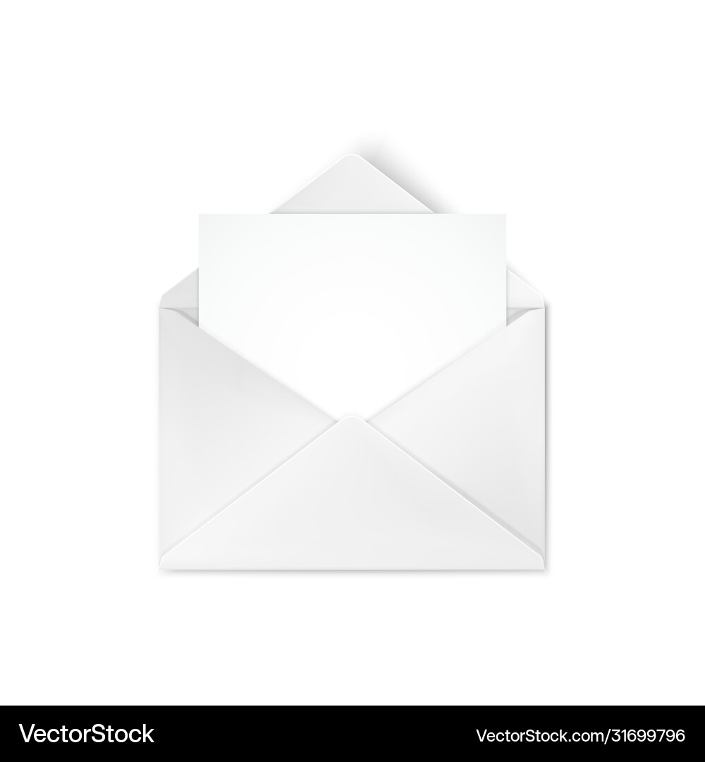 Realistic empty open white envelope with note Realistic empty open white envelope with note vector image