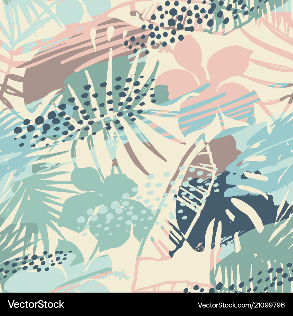 Seamless exotic pattern with tropical plants Seamless exotic pattern with tropical plants vector image