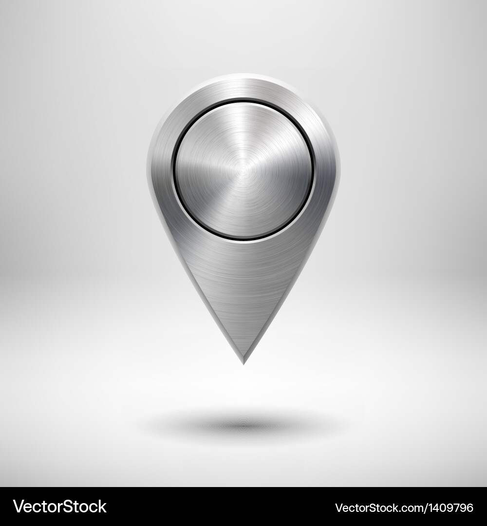 Technology map pointer button with metal texture vector image