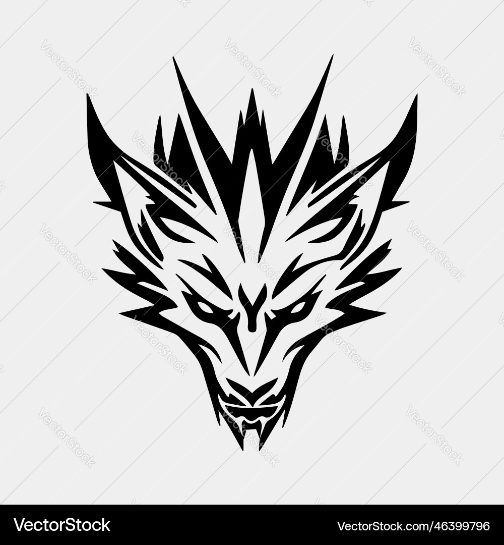 Werewolf head tribal tattoo silhouette Werewolf head tribal tattoo silhouette vector image