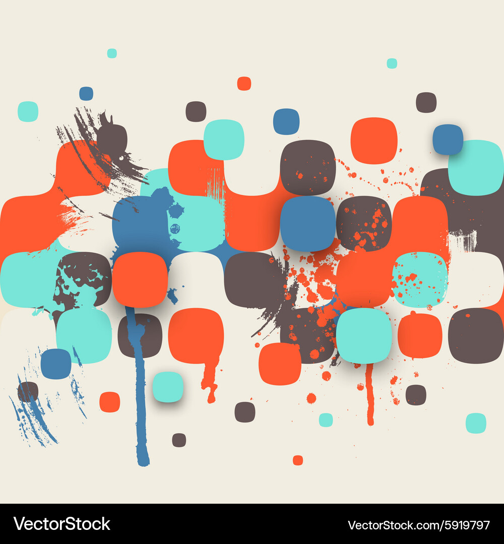 Abstract texture with squares and paint splashes Vector Image