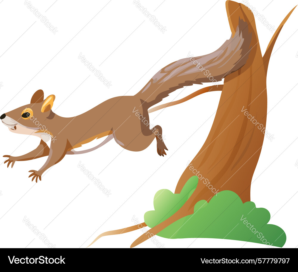 Agile squirrel leaping off a tree branch design Vector Image