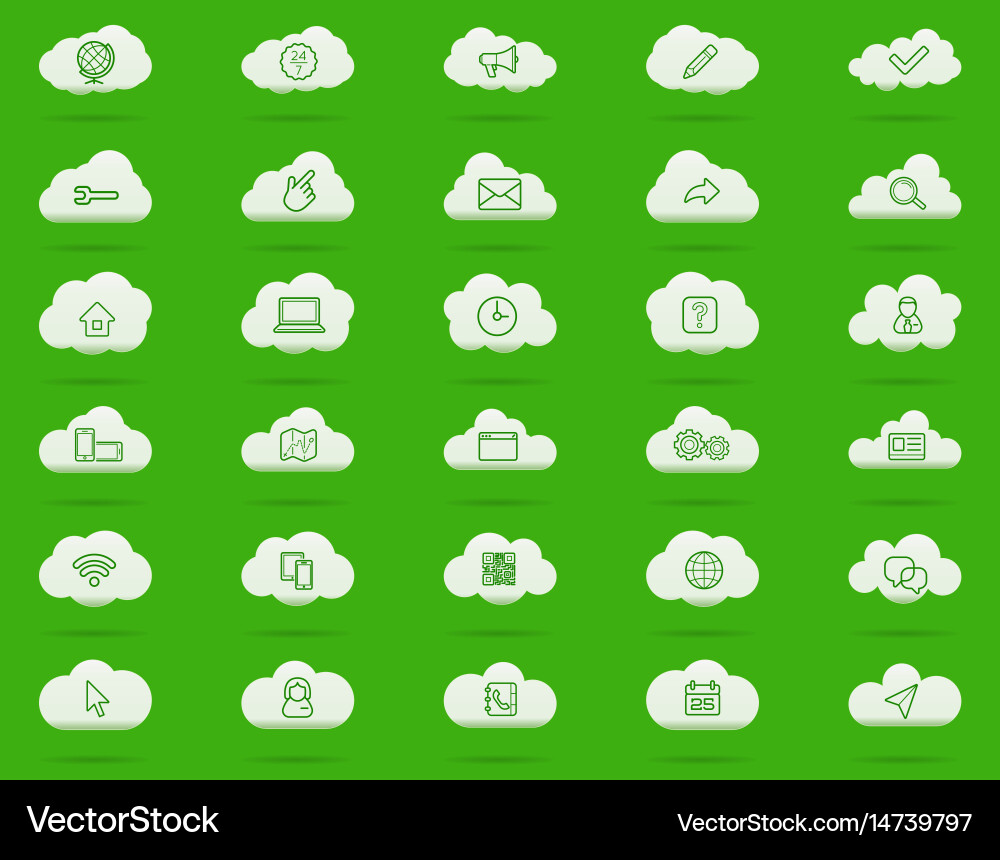 Cloud computing linear icons set download upload vector image