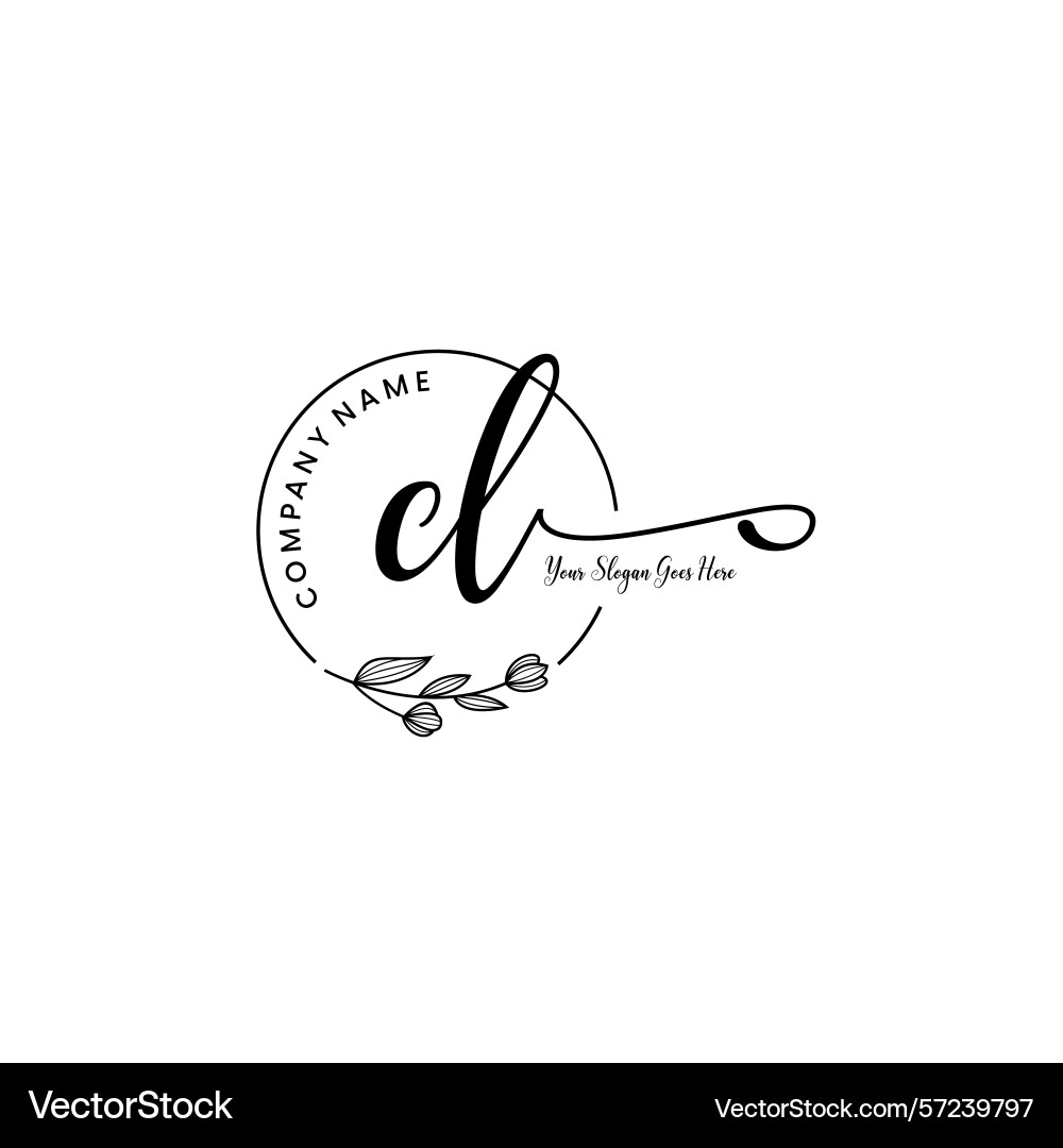 Elegant cl initial logo design with botanical Vector Image