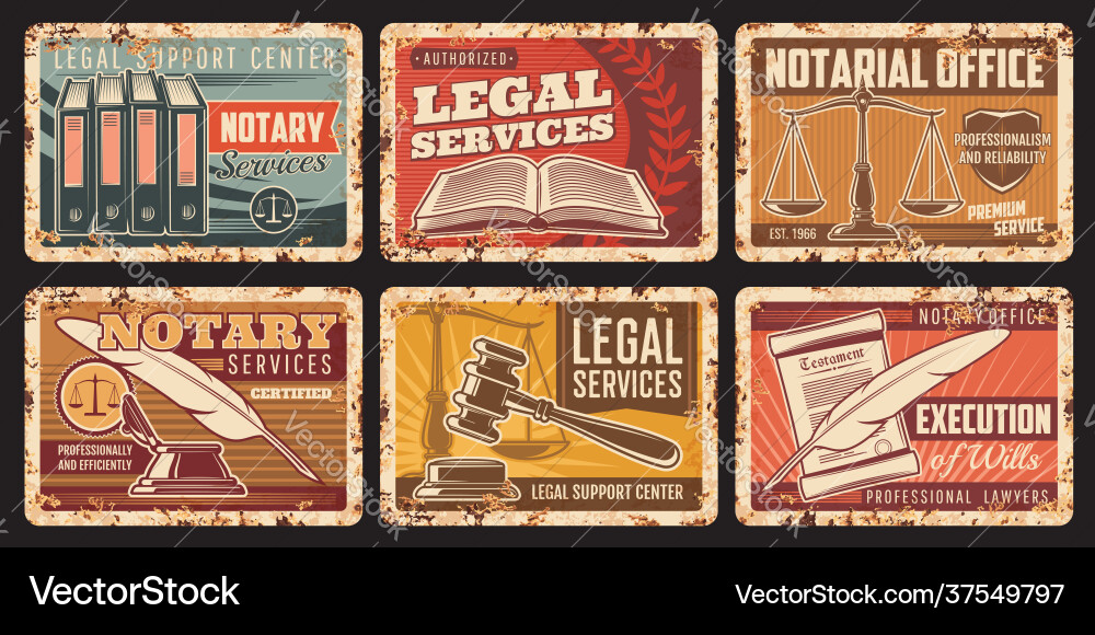 Notar Service notarial Büro rostige Metallplatten Notar Service notarial Büro rostige Metallplatten vektorbild
