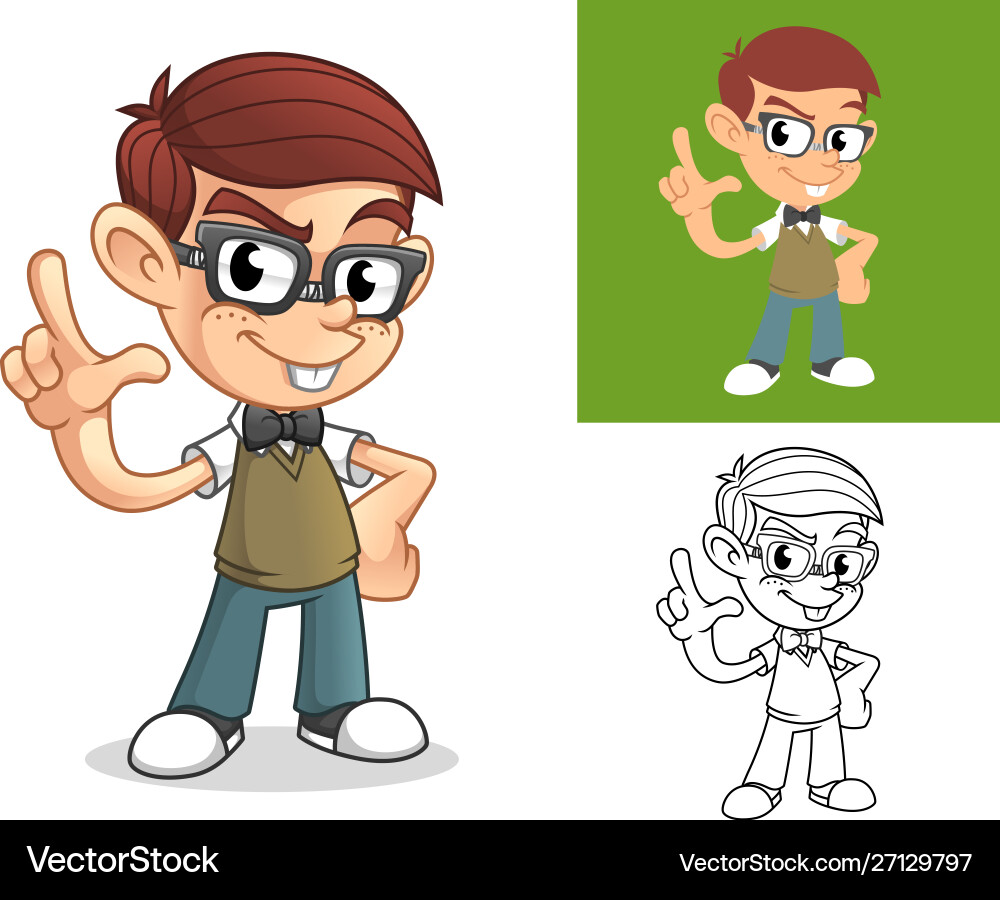 Teasing Geek Kid with Mean Gesture vector image