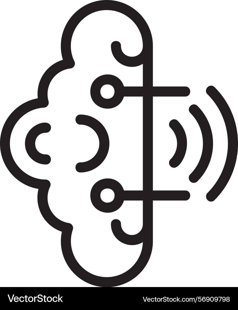 Brainwaves linear style icon design vector image