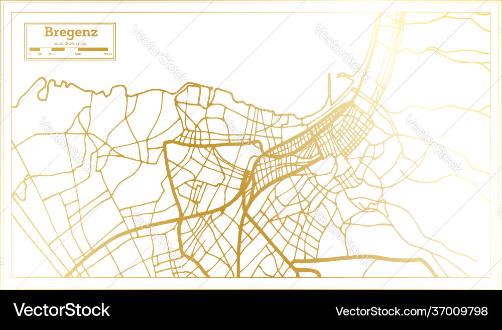 Bregenz austria city map in retro style golden vector image