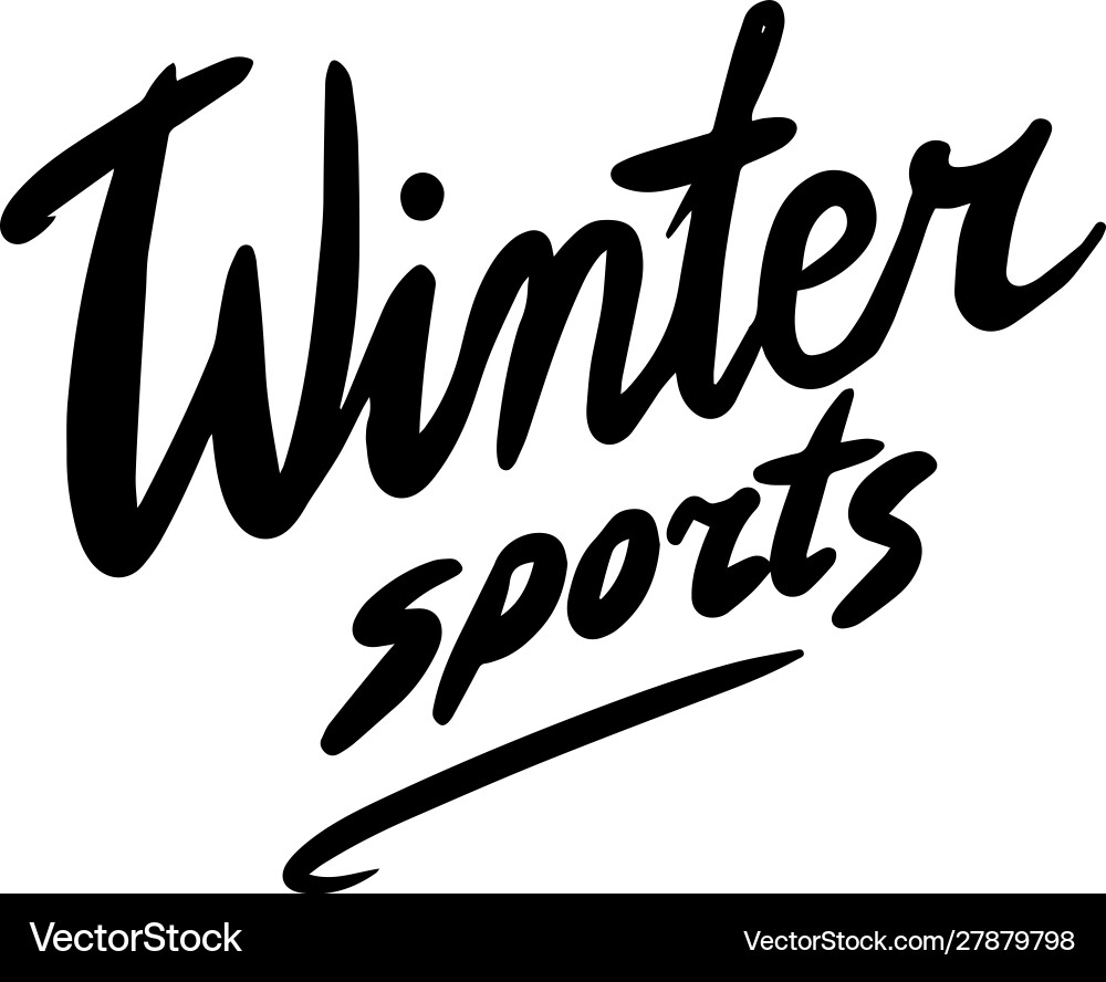 Calligraphic brush lettering winter sport Calligraphic brush lettering winter sport vector image