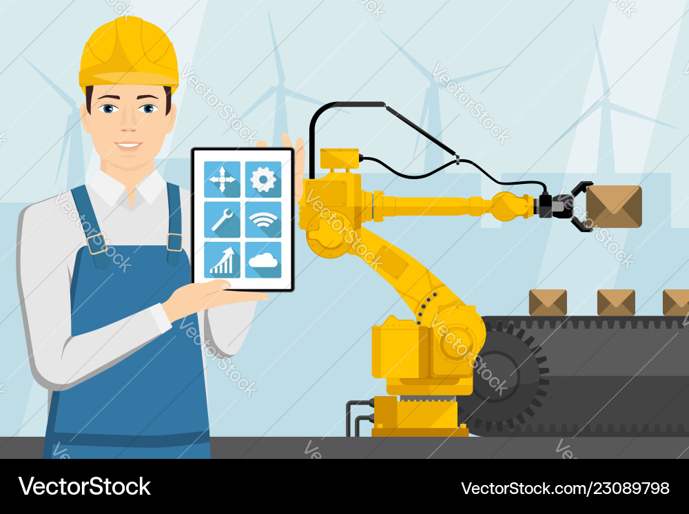 Engineer with a tablet computer Engineer with a tablet computer vector image