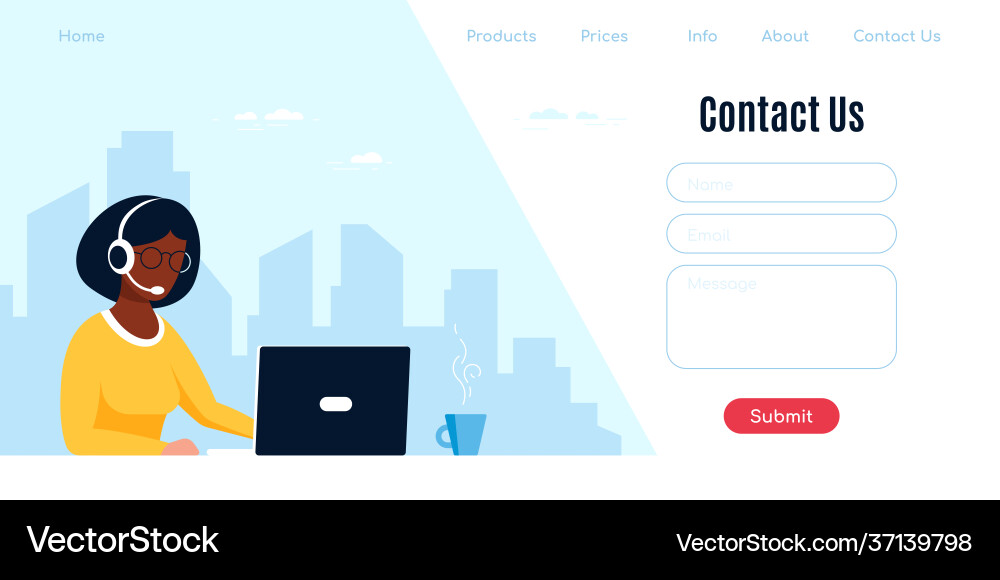 Kontaktieren Sie uns Web-Seiten-Design-Template im flachen Stil Kontaktieren Sie uns Web-Seiten-Design-Template im flachen Stil vektorbild