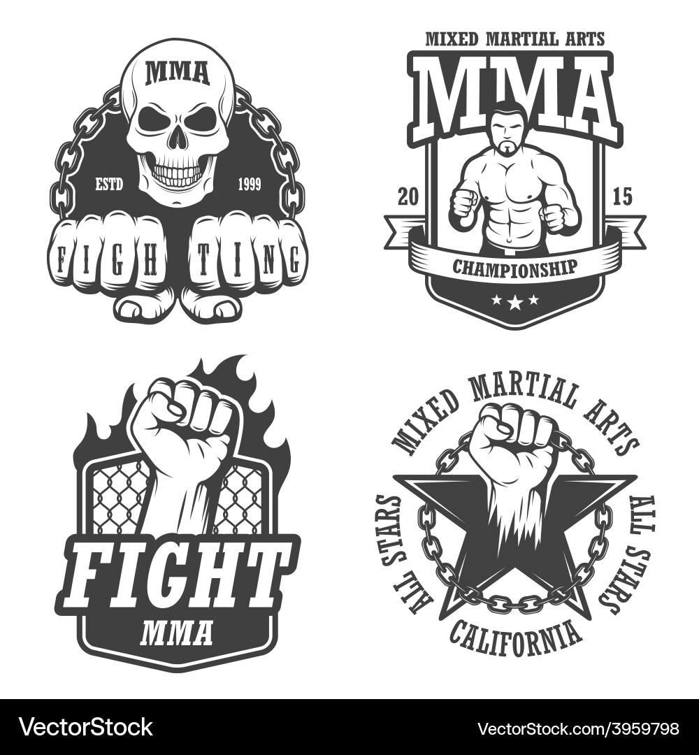 MMA Emblem Set - Monochrome vector image
