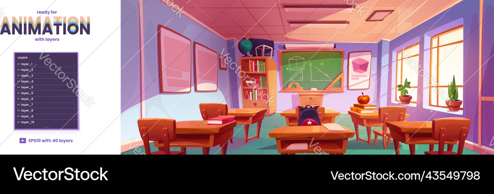 Parallax background with school classroom vector image