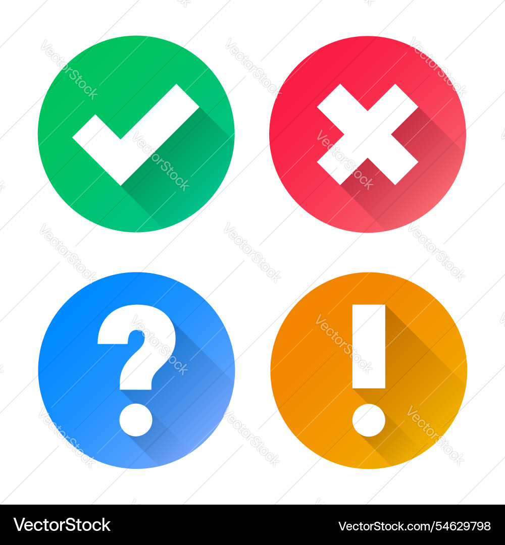 Set of check mark cross shape question Vector Image