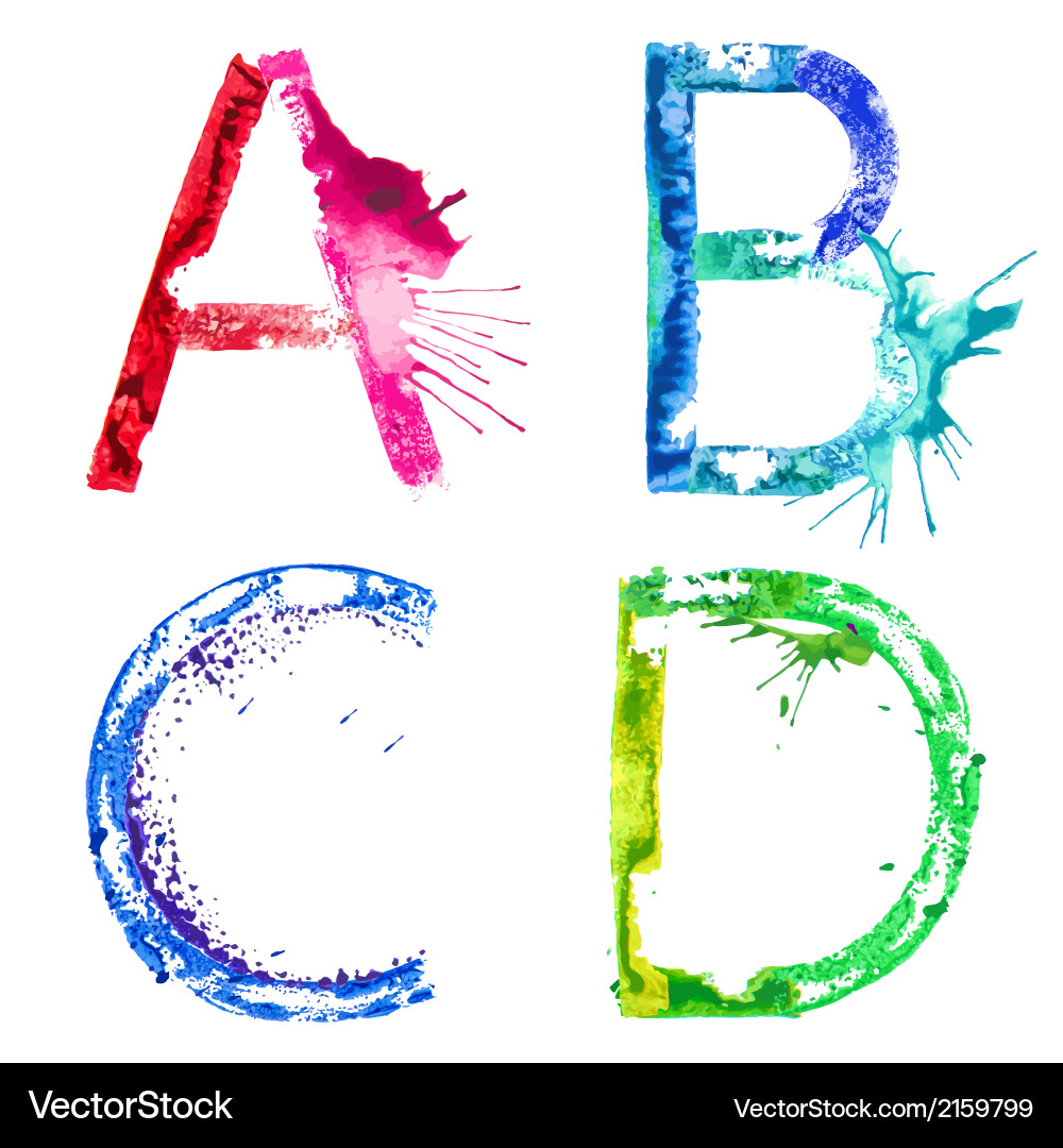 Colorful Paint Splatter Alphabet vector image