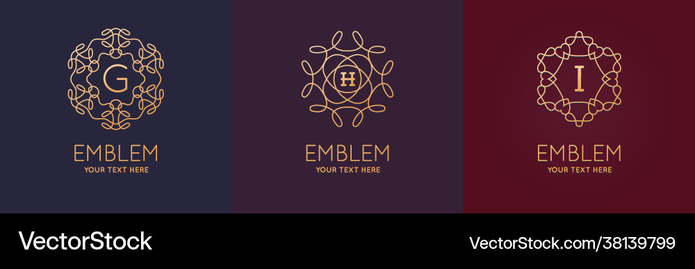 Set three simple and elegant monogram design Set three simple and elegant monogram design vector image