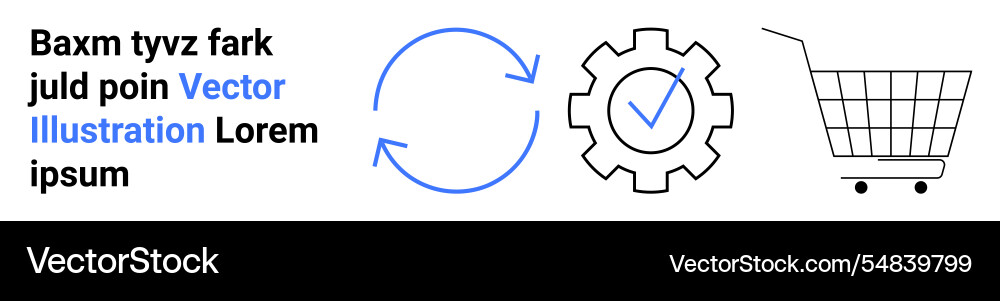 Text and various icons including circular arrows Text and various icons including circular arrows vector image
