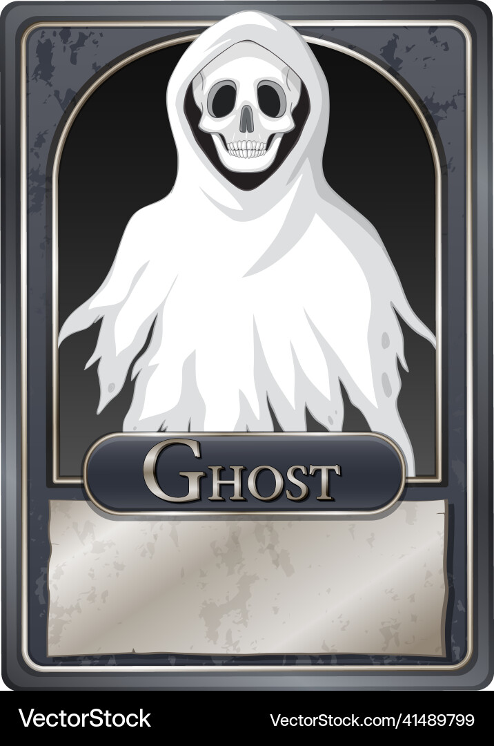 White ghost character game card template White ghost character game card template vector image