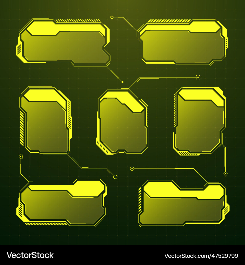 Yellow futuristic hud ui elements sci-fi user vector image