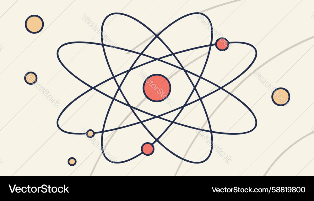 Abstract atom with orbiting particles quantum Vector Image