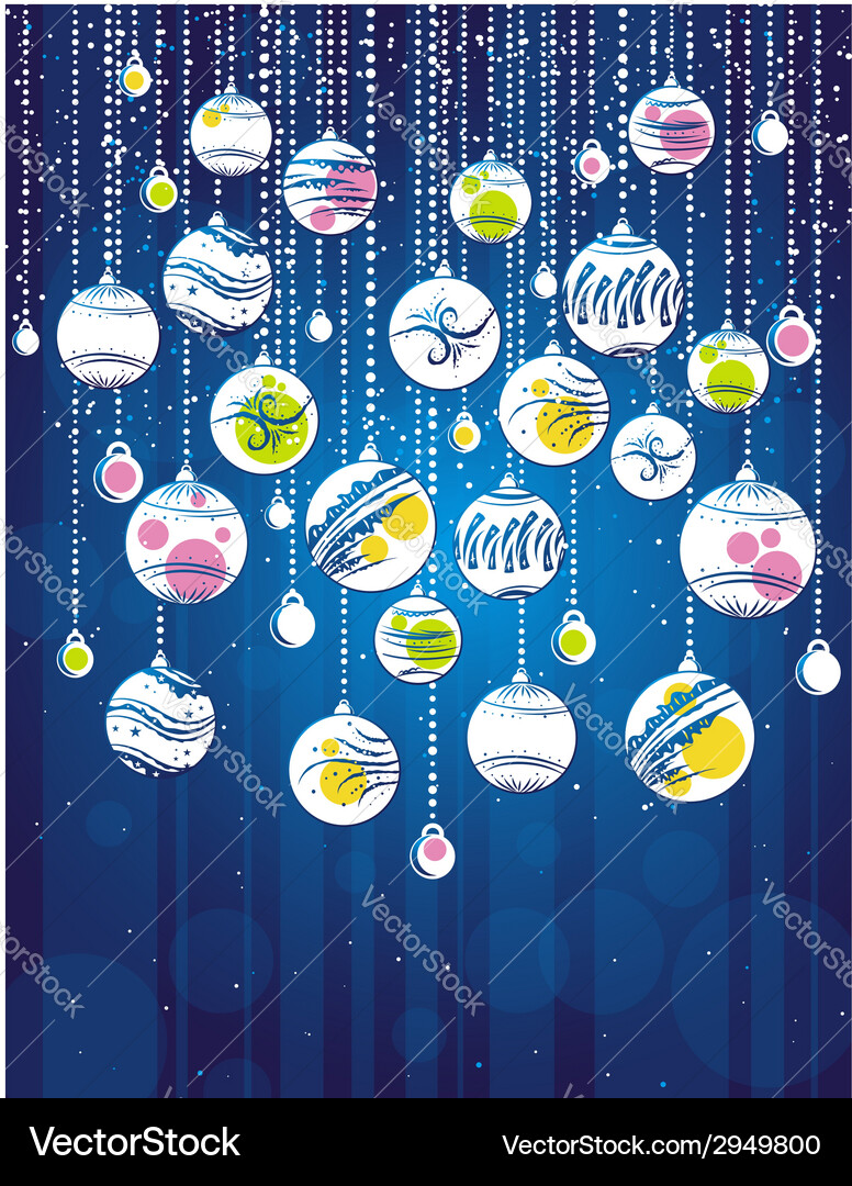 Blue card with christmas balls Vector Image